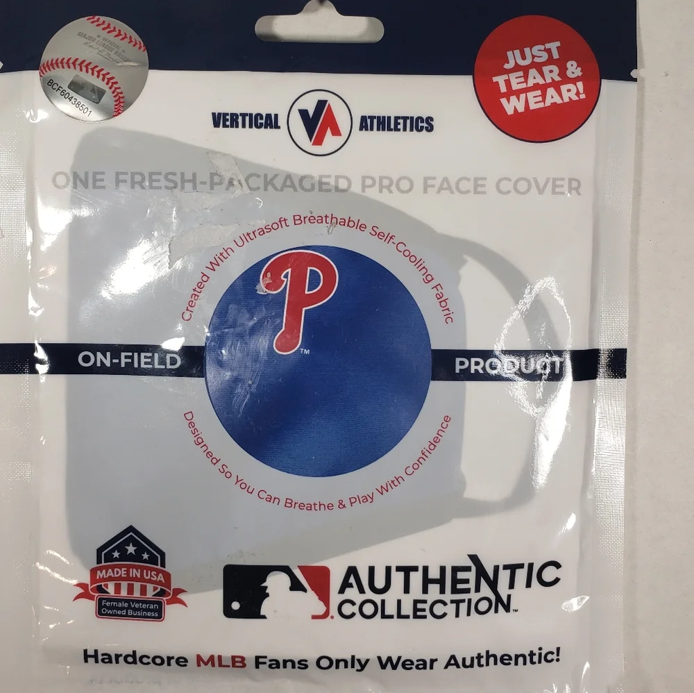 NWT Unisex Philadelphia Phillies Vertical Athletics Pro Face Covering